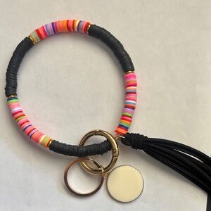 Colorful Beaded Bracelet style keychain with Tassel
